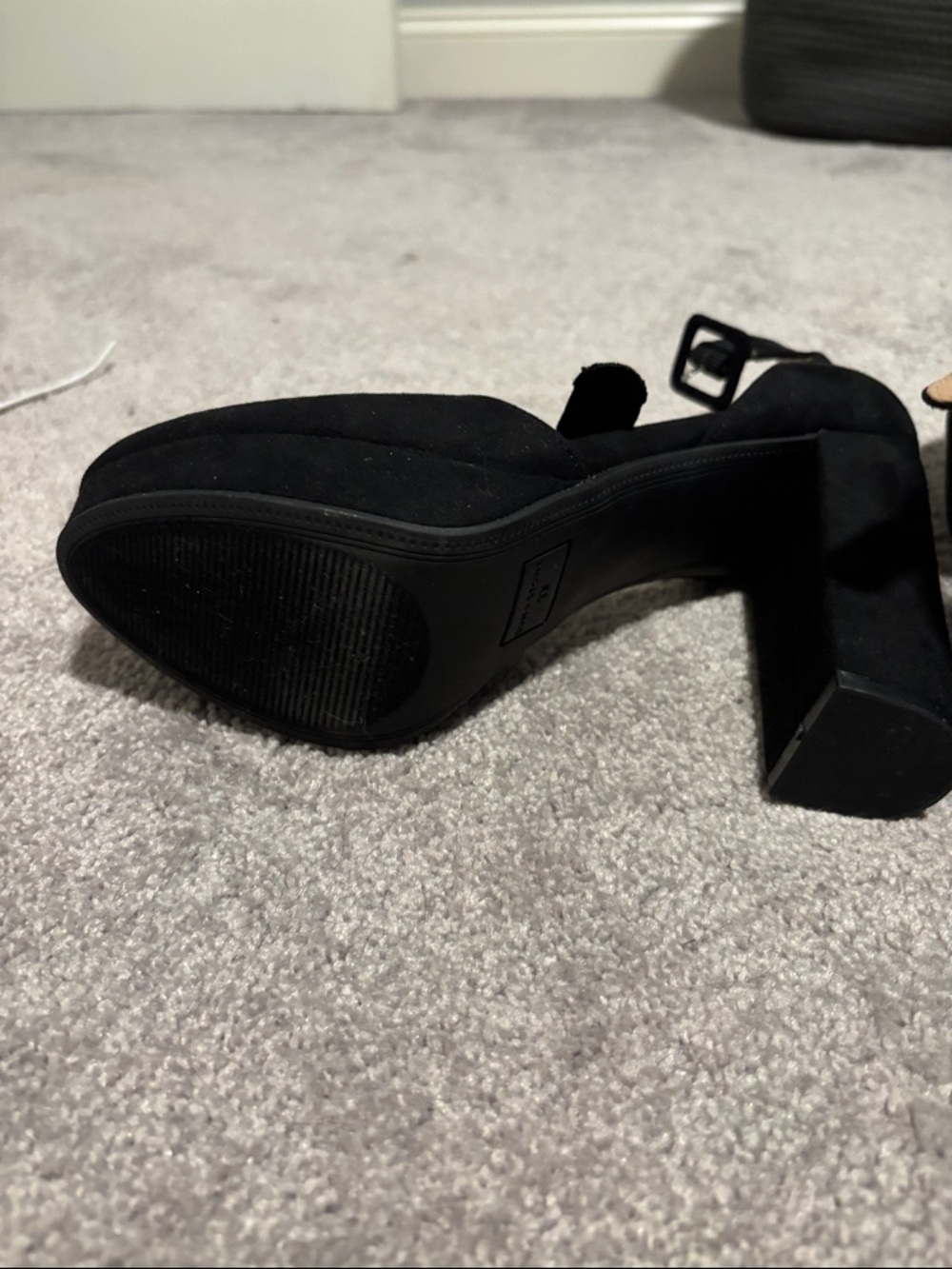 Sun + Stone Black Suede Ankle-Strap Heels - Picture 3 of 3